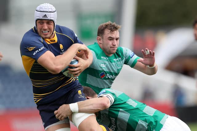 Pierce Phillips in action for former club Worcester Warriors against Newcastle. He will join Edinburgh in the summer.