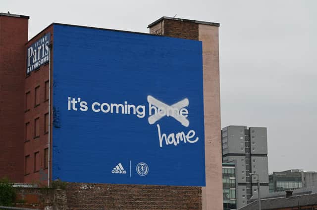 It's Coming Hame by The Corner on Washington Street in Glasgow, marking Scotland's return to Euro 2020 after a 23-year wait (Photo: John Devlin).