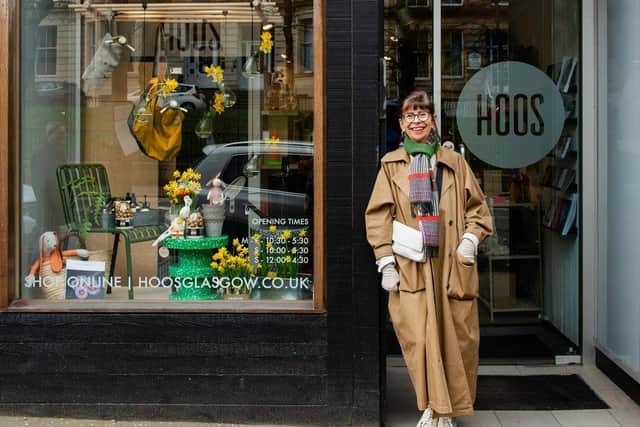 Karen Harvey, owner of HOOS outside her shop