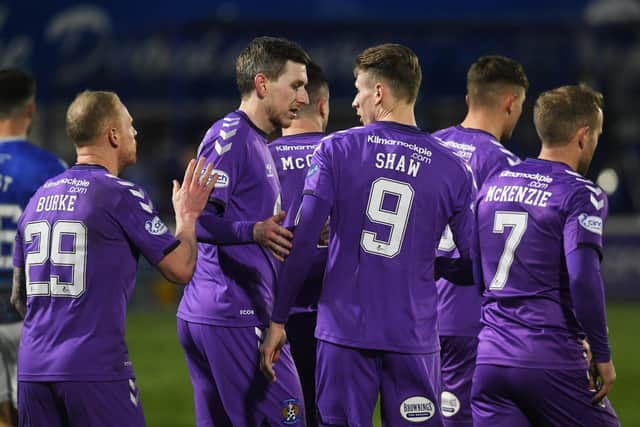 Kilmarnock's Oli Shaw celebrates putting his team 2-0 up.