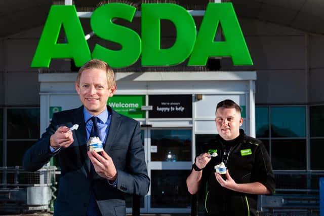 Stuart Common, sales director for Mackie's of Scotland, and Reece Wallace, section leader, Asda Bridge of Dee, as the Aberdeenshire-based food firm secured a wider deal with the supermarket giant. Picture: Ian Georgeson Photography