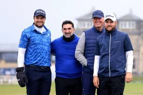 Former DP World Tour Rookie of the Year Peter Uihlein, left, pictured with LIV Golf dhairman Yasir Al-Rumayyan, The R&A CEO and Jordan Smith on the Swilcan Bridge at St Andrews during last year's Alfred Dunhill Links Championship. Picture: Stephen Pond/Getty Images.