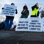 Campaigners who are against abortion protest outside Glasgow's Queen Elizabeth Hospital. They will be demonstrating at the hospital for the whole of Lent (Photo: John Devlin).