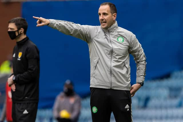 Celtic interim manager John Kennedy tries to rally his side during the Scottish Cup defeat to Rangers at Ibrox. (Photo by Craig Williamson / SNS Group)