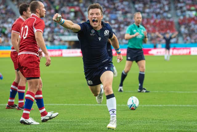 George Horne scored a hat-trick on his last start for Scotland, against Russia at the Rugby World Cup in 2019. (Photo by Gary Hutchison / SNS Group)