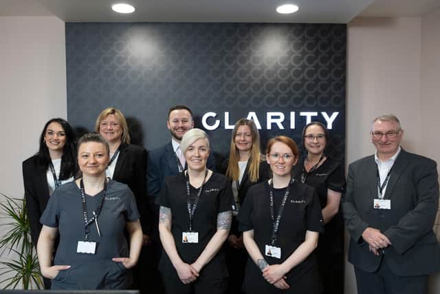 The Clarity Edinburgh team, with Hospital Manager Andrew Gunn (back centre)