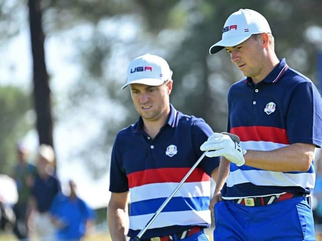 Justin Thomas and Jordan Spieth are sitting out the opening session in the 44th Ryder Cup at Marco Simone Golf & Country Club in Rome. Picture: Alberto Pizzoli/AFP via Getty Images.