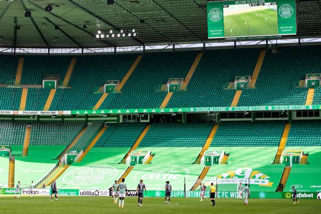 The  empty stands as Celtic played Hibs last month that Neil Lennon believes his men will have to adapt to in next week's derby with Rangers (Photo by Alan Harvey / SNS Group)