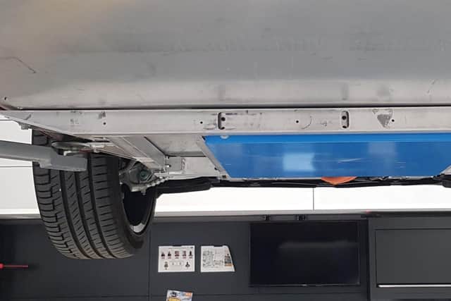 The "receiver pad" on the vehicle which send power to the battery. Picture: Heriot-Watt University