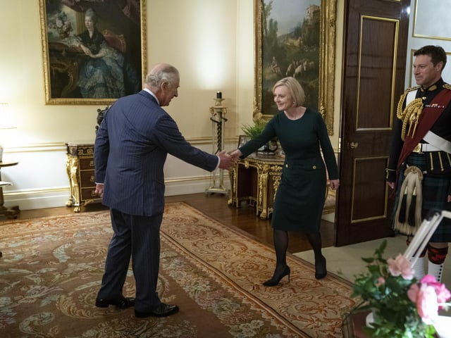 King Charles III meeting Prime Minister Liz Truss during their weekly audience at Buckingham Palace in London. Picture; 12/10/2022