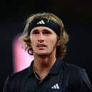 Germany's Alexander Zverev looks on as he plays against Slovakia's Alex Molcan during their men's singles match on day five of the Roland-Garros Open tennis tournament at the Court Philippe-Chatrier in Paris on June 1, 2023. (Photo by Emmanuel DUNAND / AFP) (Photo by EMMANUEL DUNAND/AFP via Getty Images)