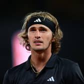 Germany's Alexander Zverev looks on as he plays against Slovakia's Alex Molcan during their men's singles match on day five of the Roland-Garros Open tennis tournament at the Court Philippe-Chatrier in Paris on June 1, 2023. (Photo by Emmanuel DUNAND / AFP) (Photo by EMMANUEL DUNAND/AFP via Getty Images)