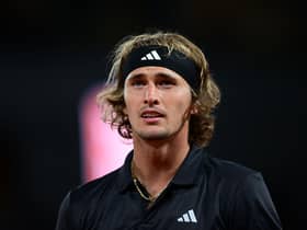 Germany's Alexander Zverev looks on as he plays against Slovakia's Alex Molcan during their men's singles match on day five of the Roland-Garros Open tennis tournament at the Court Philippe-Chatrier in Paris on June 1, 2023. (Photo by Emmanuel DUNAND / AFP) (Photo by EMMANUEL DUNAND/AFP via Getty Images)