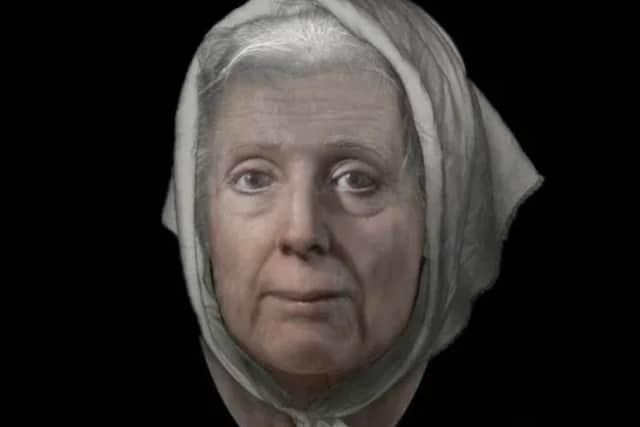 A facial reconstruction of Lilias Adie, of Torryburn in Fife, who died in prison in 1704 after being accused of witchcraft. Interest in her case led to the formation of Remembering Accused Witches of Scotland, who are now pressing on with plans to build a national monument for 4,000 people accused of witchcraft in Scotland between the 16th and 18th Century. PIC: Dundee University.
