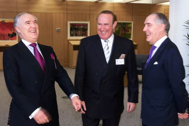 David Barclay, left, Andrew Neil ,and Frederick Barclay opened Barclay House, the former headquarters of The Scotsman.