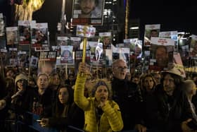 A rally calling for the release of hostages held by Hamas in Gaza on 3 February 2024 in Tel Aviv PIC: Amir Levy/Getty Images
