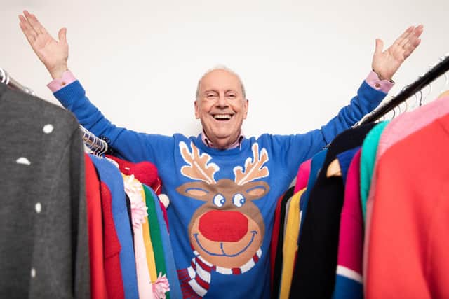 Gyles Brandreth supports Save the Children's Christmas Jumper Day