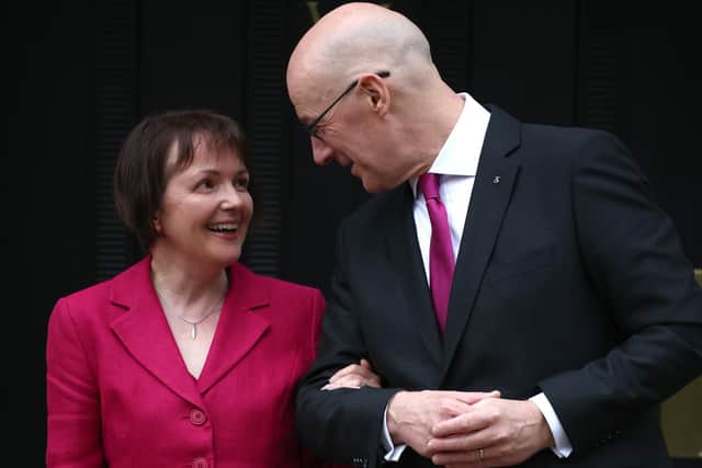 Main: John Swinney pictured with his wife Elizabeth Quigley, who has multiple sclerosis. He will vote against the assisted dying bill at Holyrood. Picture: Jeff J Mitchell/Getty Images
