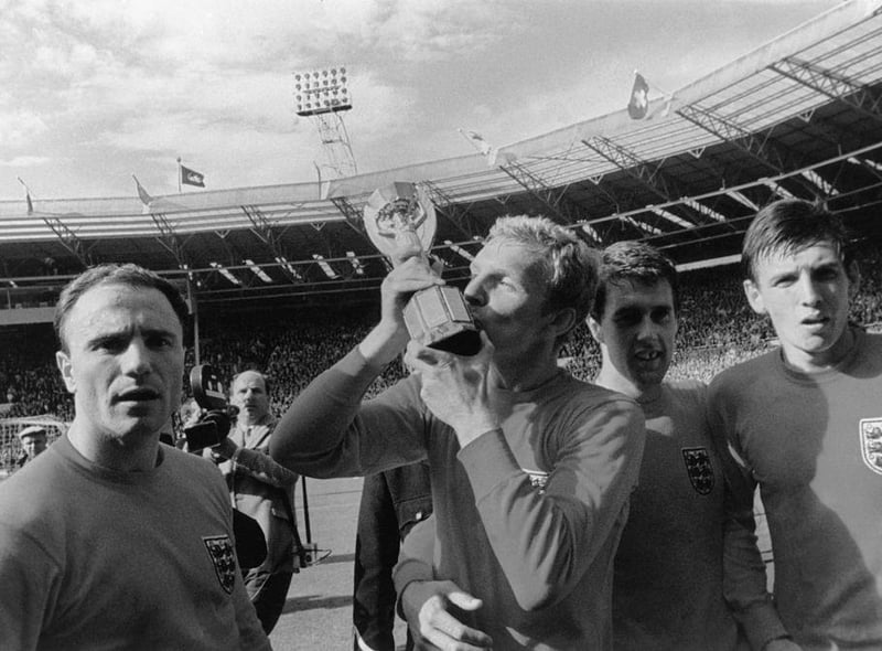England's one and only victory came on home soil as they lifted the Jules Rimet World Cup at Wembley by beating West Germany 4-2 in extra time. (Photo by Fox Photos/Getty Images)