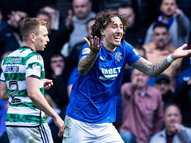 Rangers' Fabio Silva claims for a penalty, which was eventually awarded after a VAR review. (Photo by Craig Williamson / SNS Group)