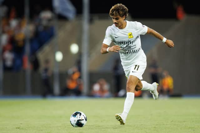 Former Celtic winger Jota in action for Al-Ittihad during the 2023 Arab Club Champions Cup group A match against Tunisia's Esperance de Tunis. (Photo by -/AFP via Getty Images)