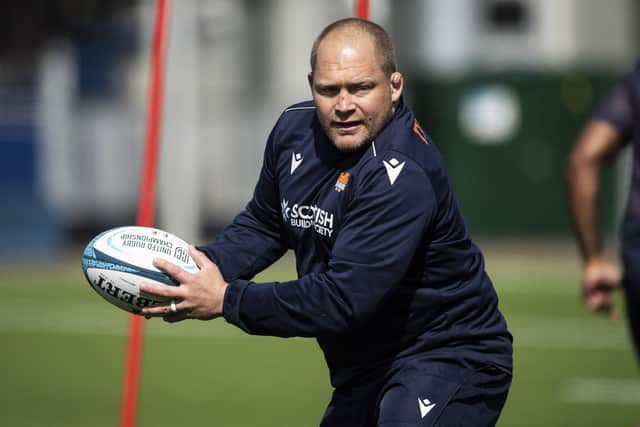 WP Nel during an Edinburgh Rugby training session. The prop returns from a ban.