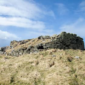 The remains of Dun An Sticir - an Iron Age broch re-used during the Lord of the Isles period with the ruin - which is accessed by a causeway - reconstructed by Uist Unearthed to reveal an almighty landmark that was central to the Uist story. PIC: Uist Unearthed.