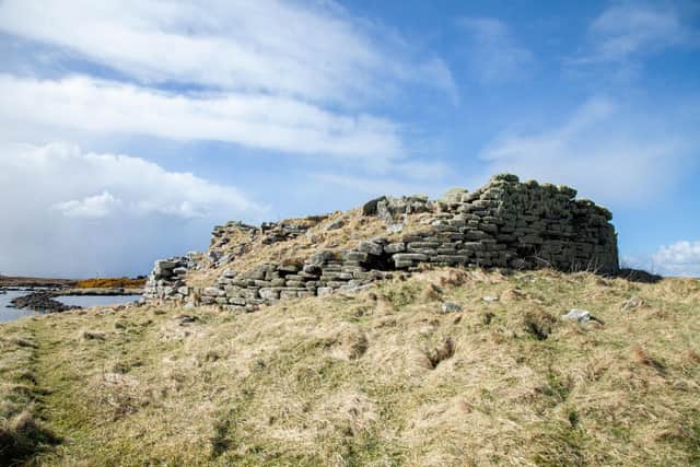 The remains of Dun An Sticir - an Iron Age broch re-used during the Lord of the Isles period with the ruin - which is accessed by a causeway - reconstructed by Uist Unearthed to reveal an almighty landmark that was central to the Uist story. PIC: Uist Unearthed.