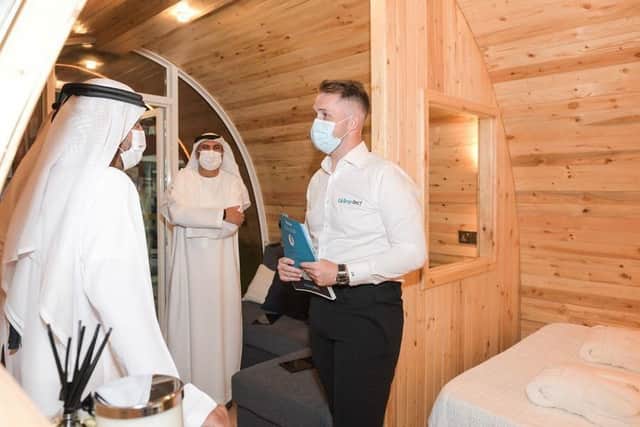 Sheikh Ahmed bin Saeed Al Maktoum of Dubai's ruling family with  Glampitect CEO Calum MacLeod