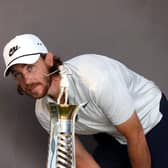 Tommy Fleetwood is hoping to get his hands on the Race to Dubai Trophy for a second time in Dubai this weekend. Picture: Francois Nel/Getty Images