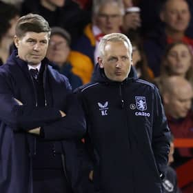 New QPR manager Neil Critchley (right) was previously assistant manager to Steven Gerrard at Aston Villa. (Photo by Clive Brunskill/Getty Images)