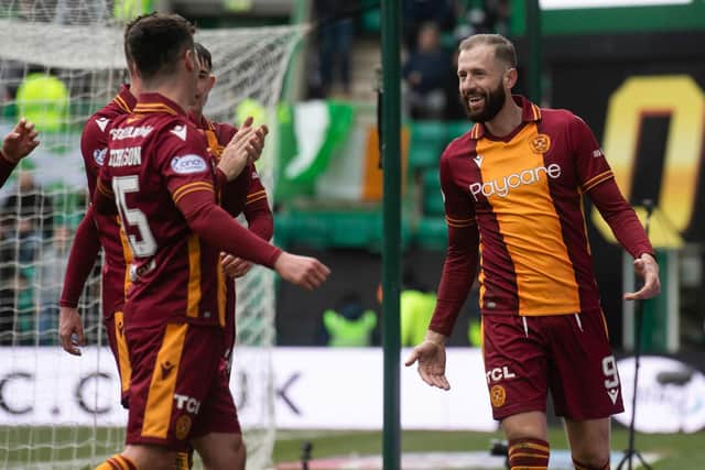 Kevin van Veen scored twice for Motherwell as their rise continues.