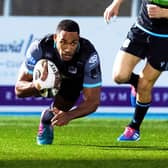 Ratu Tagive scores a try during the Guinness PRO 14 match between Glasgow Warriors and Southern Kings, at Scotstoun