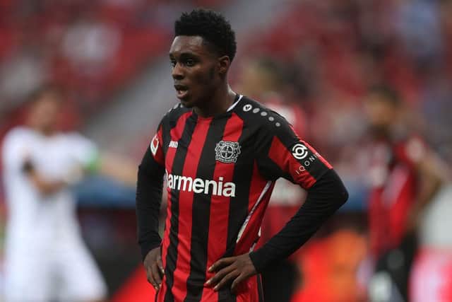 Jeremie Frimpong will be returning to Celtic with Leverkusen. (Photo by Lars Baron/Getty Images)