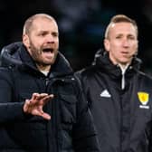 Hearts' manager Robbie Neilson during the 3-1 defeat at Celtic Park.  (Photo by Ross Parker / SNS Group)
