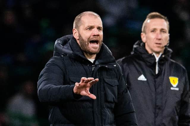 Hearts' manager Robbie Neilson during the 3-1 defeat at Celtic Park. (Photo by Ross Parker / SNS Group)