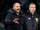 Hearts' manager Robbie Neilson during the 3-1 defeat at Celtic Park.  (Photo by Ross Parker / SNS Group)