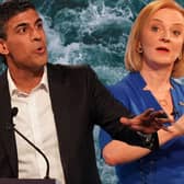 Tory leadership candidates Rishi Sunak and Liz Truss during the BBC debate (Getty Images)