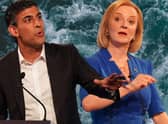 Tory leadership candidates Rishi Sunak and Liz Truss during the BBC debate (Getty Images)