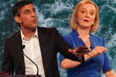 Tory leadership candidates Rishi Sunak and Liz Truss during the BBC debate (Getty Images)