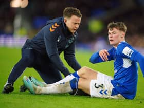Everton's Nathan Patterson receives treatment during the 4-1 defeat to Brighton. Picture date: Tuesday January 3, 2023.
