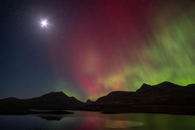 A spectacular Aurora Borealis over northern Scotland captured at the Knockan Crag visitor centre near Ullapool.
