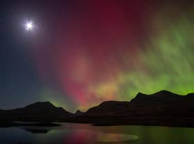 A spectacular Aurora Borealis over northern Scotland captured at the Knockan Crag visitor centre near Ullapool.