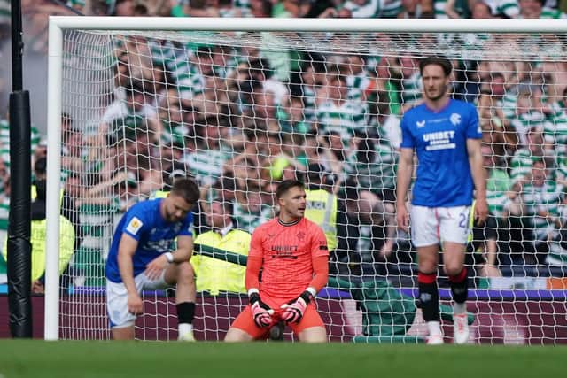 Jack Butland looks on after the Celtic goal.