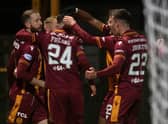 Kevin Van Veen opend the scoring as Motherwell won their first home league game since August.  (Photo by Craig Foy / SNS Group)