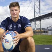 Centre Huw Jones during Scotland's Rugby World Cup squad announcement at South Queensferry. (Photo by Ross MacDonald / SNS Group)
