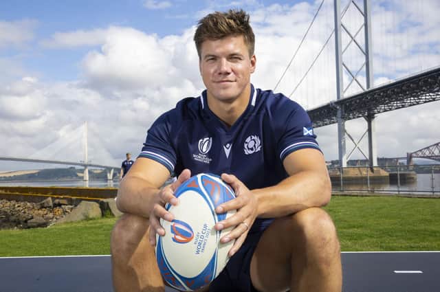 Centre Huw Jones during Scotland's Rugby World Cup squad announcement at South Queensferry. (Photo by Ross MacDonald / SNS Group)