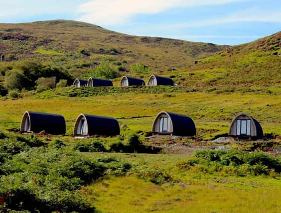 Staycations will be popular again with travellers in 2023. Pods at The Bracken Hide Hotel near Portree, Isle of Skye. Pic: Contributed