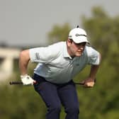 Bob Macintyre reacts after playing a shot in the DP World Tour Championship at Jumeirah Golf Estates in Dubai last month. Picture: Francois Nel/Getty Images.