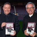 John Robertson with John Colquhoun at Tynecastle Park for the launch of 'Robbo'. (Photo by Mark Scates / SNS Group)